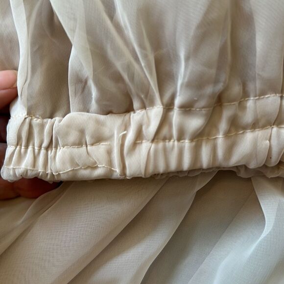 Homemade/handmade light tan double layer polyester full midi skirt - Picture 7 of 8